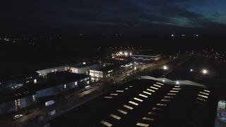 Photo of an industrial estate at night taken with a V-Copter Falcon Mini