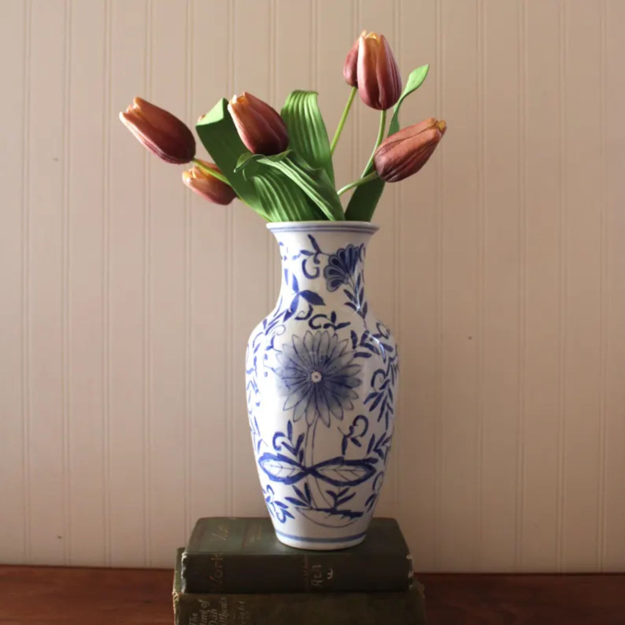 Vintage Blue and White Chinoiserie Vase