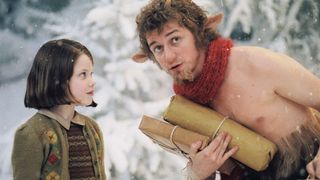 Lucy meets the Faun, played by James McAvoy, in The Chronicles of Narnia: The Lion, the Witch, and the Wardrobe