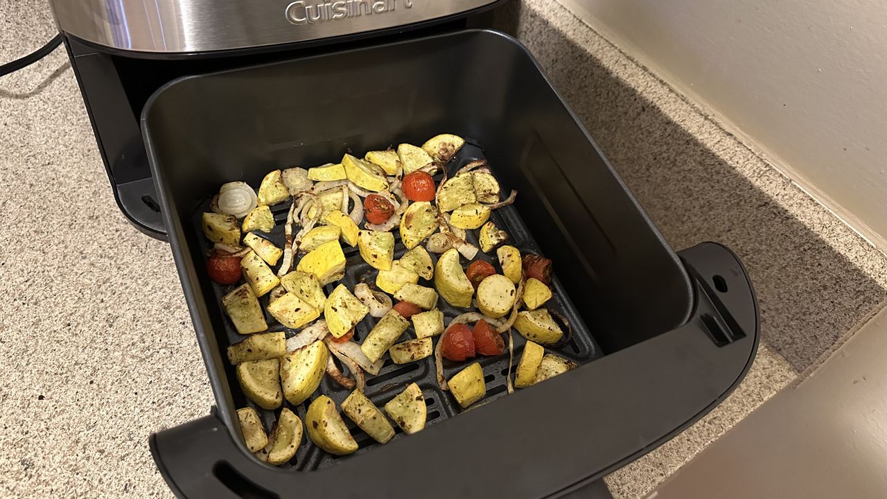 Cuisinart AIR-200 Basket Air Fry being tested in writer's kitchen