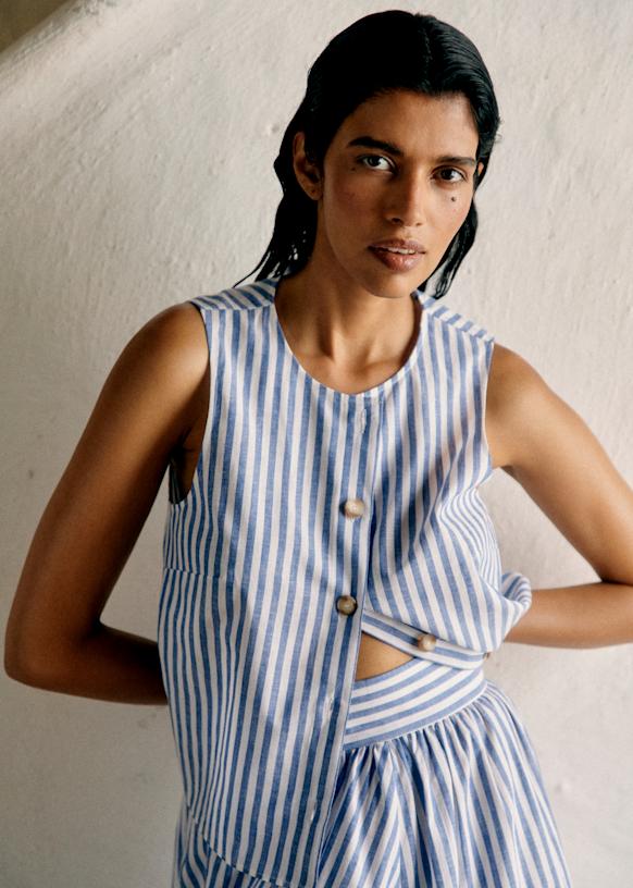 Roni Blouse - Blue Stripes - 0rganic Cotton - Textile Made From Organic Fibers - Sézane