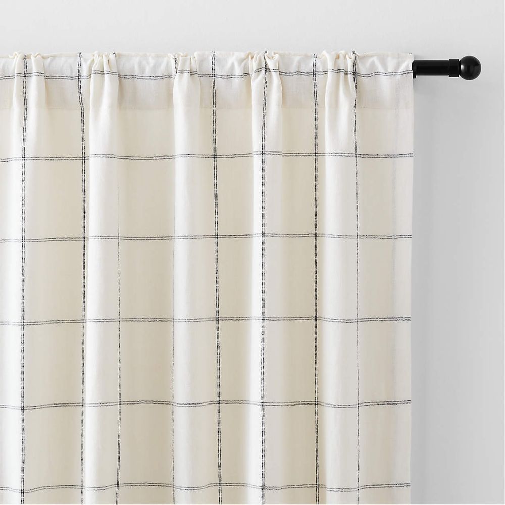 Pampas Ivory & Storm Grey Linen Curtain Panel
