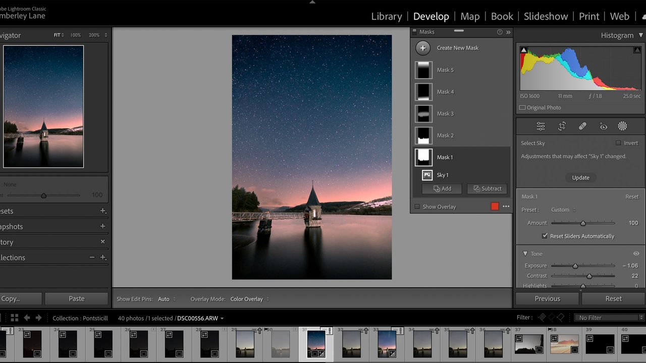 Screenshot of an image being edited in Lightroom