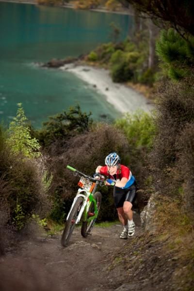 New Zealand women's champion Anja McDonald racing in Queenstown