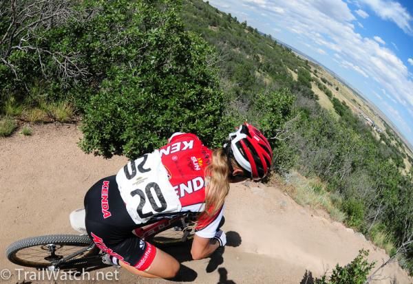 Judy Freeman (Kenda-Felt) riding a loose, sandy corner.