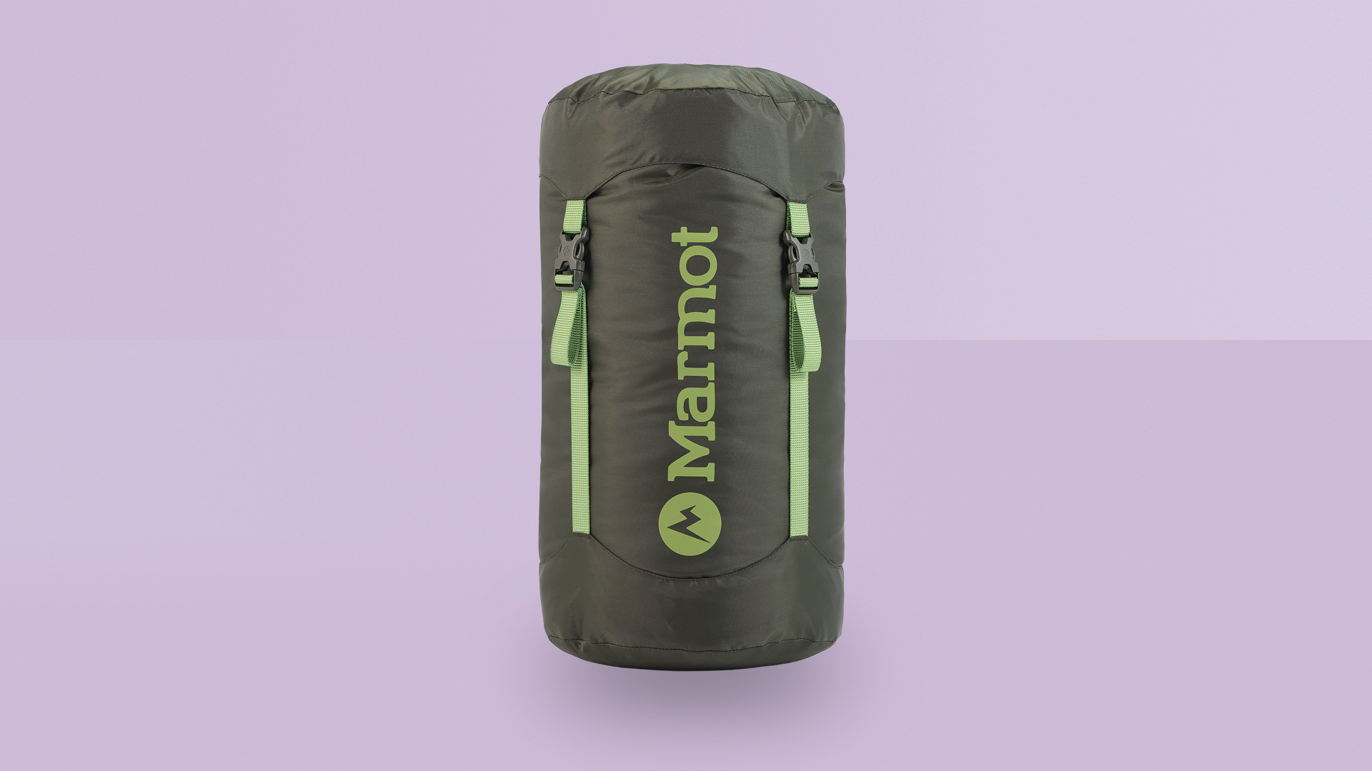 Marmot Wraptor Sleeping Bag on coloured background