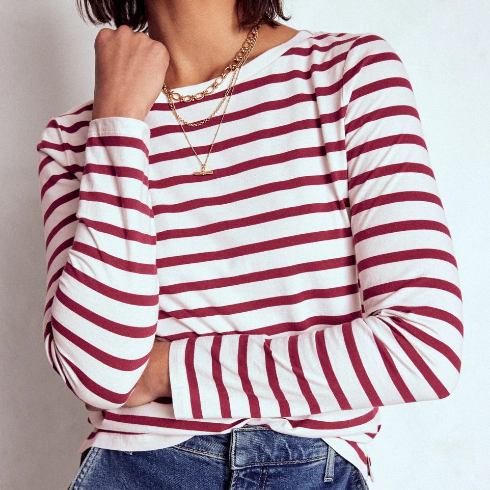 Boden Olivia Long Sleeved Striped Top