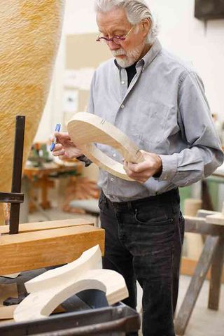 The artist, Wendell Castle, at his workshop