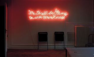 Also in the Manifesta Foundation was Israeli artist Yael Bartana’s neon ’We Shall be Strong in our Weakness’, 2012, a reference to her film, ’Zamach (Assassination)’, in which she explores themes on difficulties of living in a politically and socially split world
