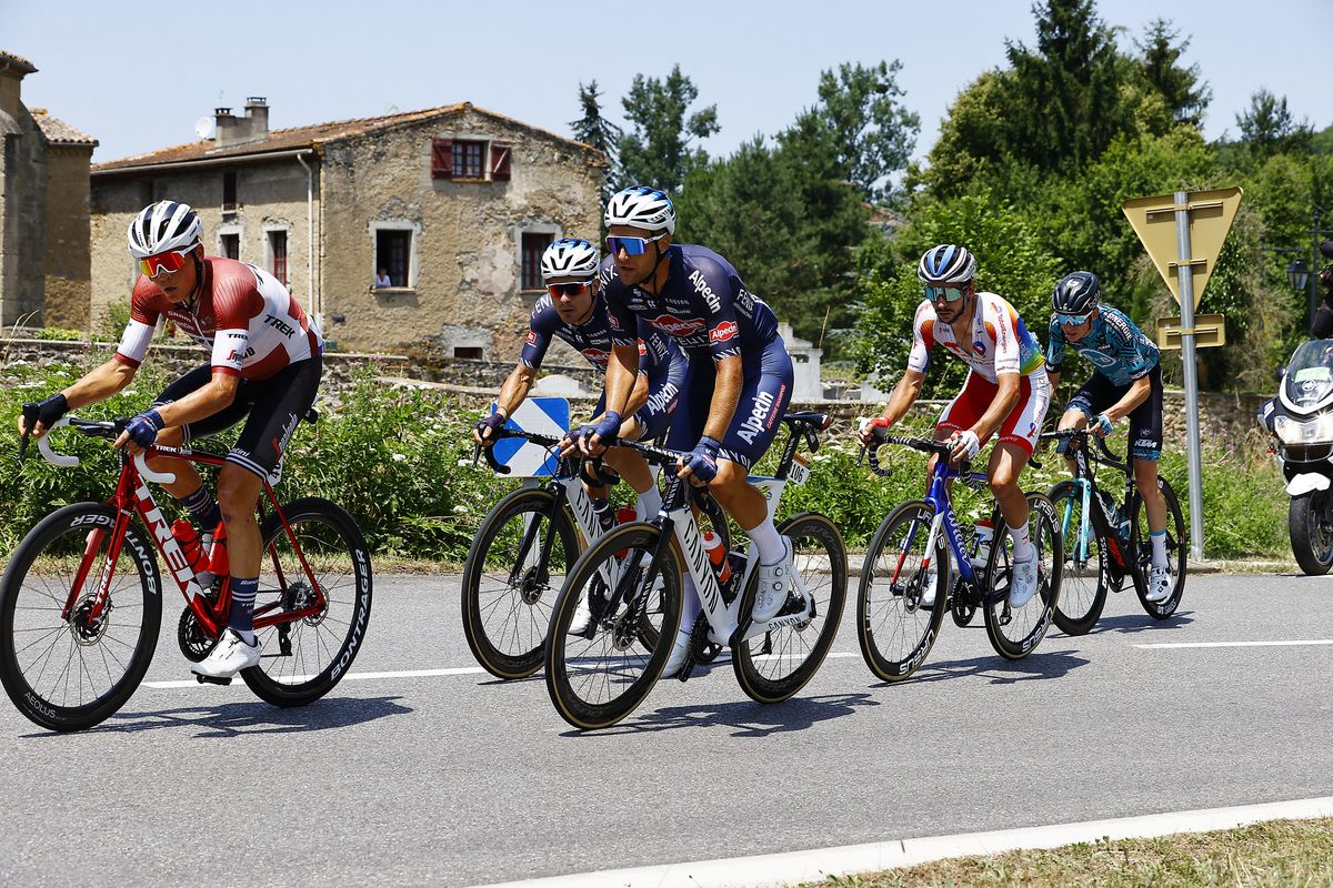 Tour de France 2021 108th Edition 14th stage Carcassonne Quillan 1837 km 10072021 Toms Skujins LAT Trek Segafredo Kristian Sbaragli ITA AlpecinFenix photo Luca BettiniBettiniPhoto2021