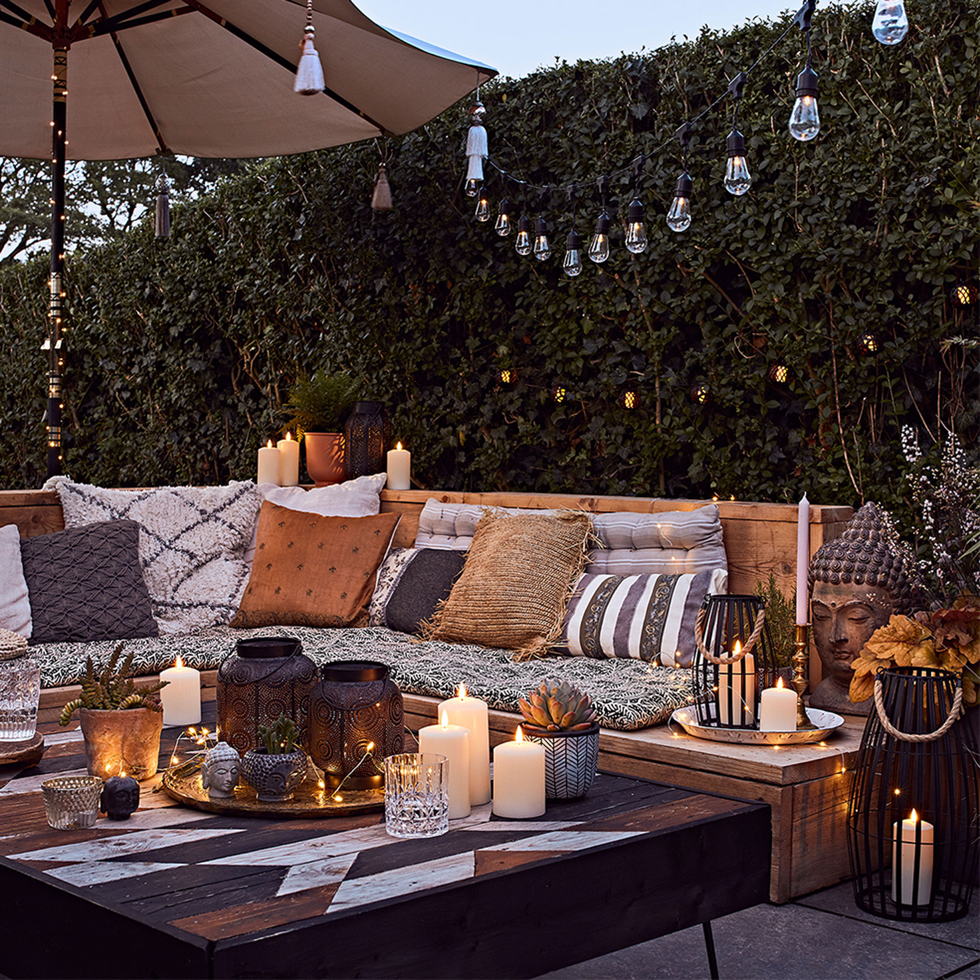 outdoor with sofa and cushions