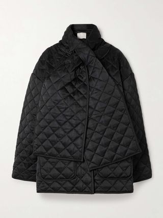 Naxos Scarf-Detailed Quilted Recycled-Shell Jacket