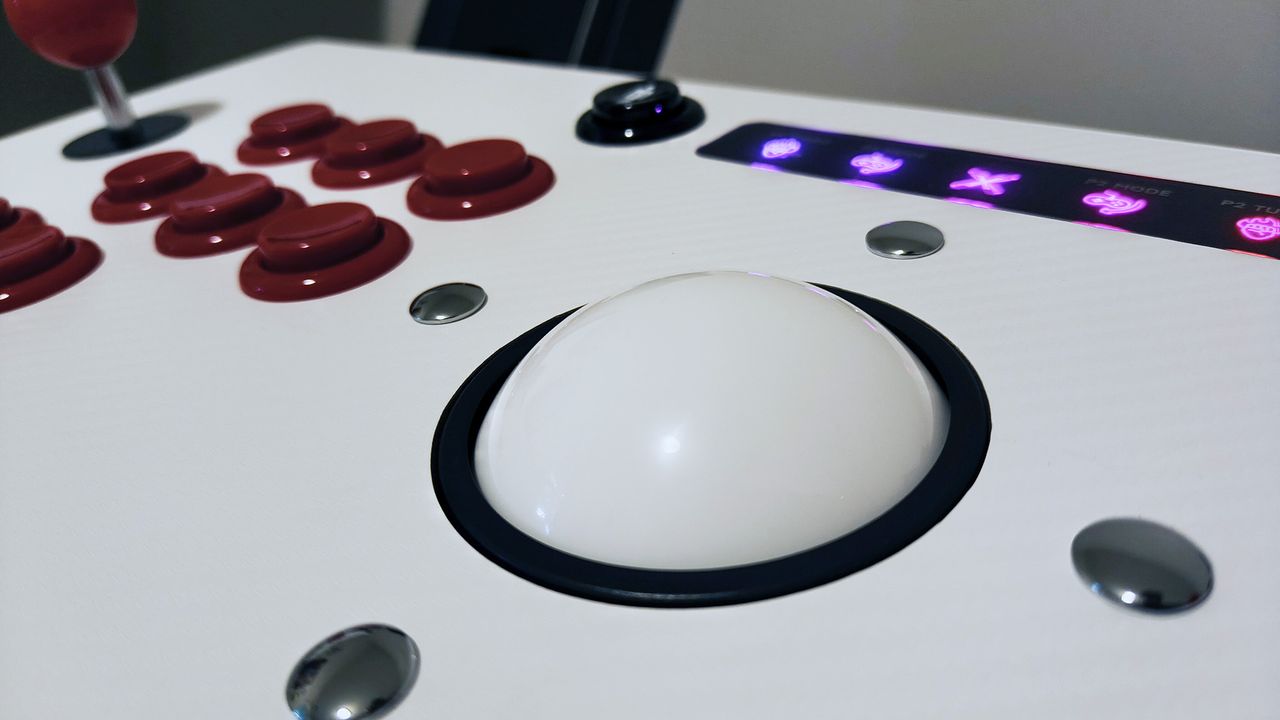 An up-close look at the buttons on the X-Arcade Arcade2TV-XR "cabinet"