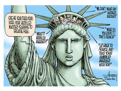 Editorial cartoon Lady Liberty
