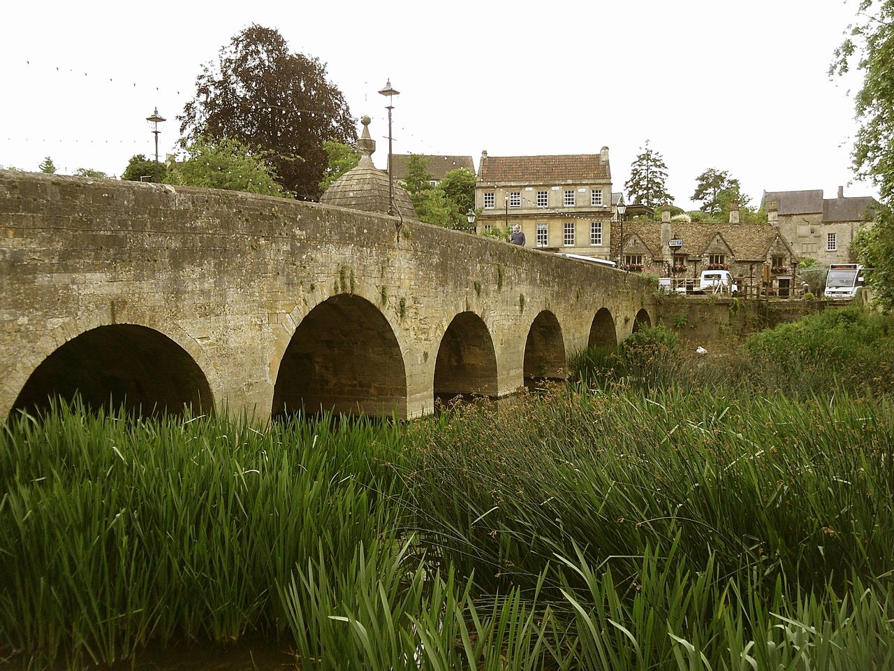 Photograph of a bridge over the River Avon, taken with Camp Snap 2, image has a subtle yellow cast