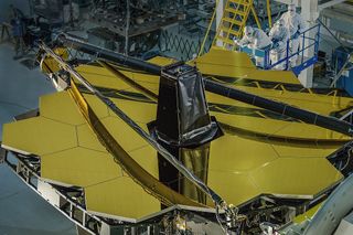 The primary mirror of the James Webb Space Telescope.