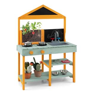 COSTWAY Mud Kitchen, Wooden Kids Toy Kitchen