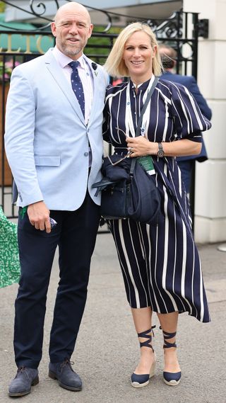 Mike Tindall and Zara Tindall attend Wimbledon Championships Tennis Tournament Day 9 at All England Lawn Tennis and Croquet Club on July 07, 2021