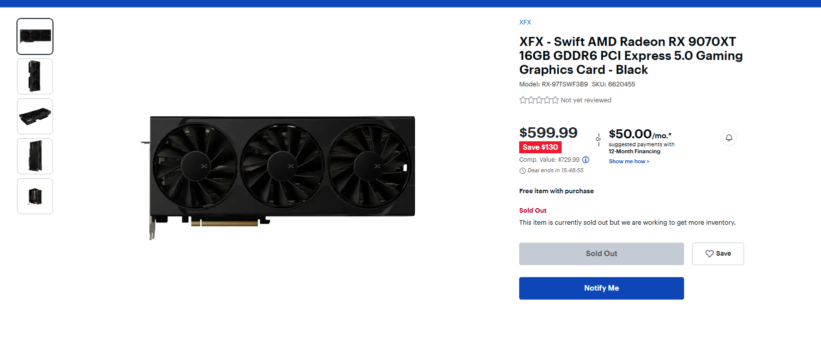 XFX 9070 XT at Best Buy sold out