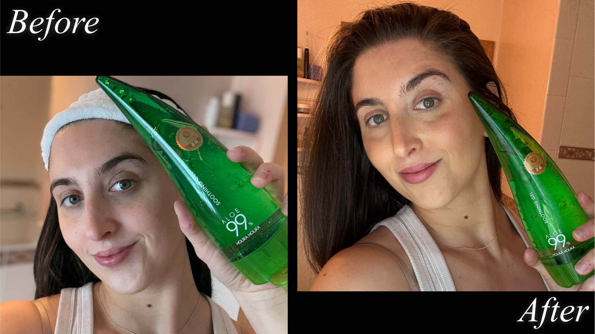 Marisa Petrarca using the Holika Holika Aloe 99% Soothing Gel