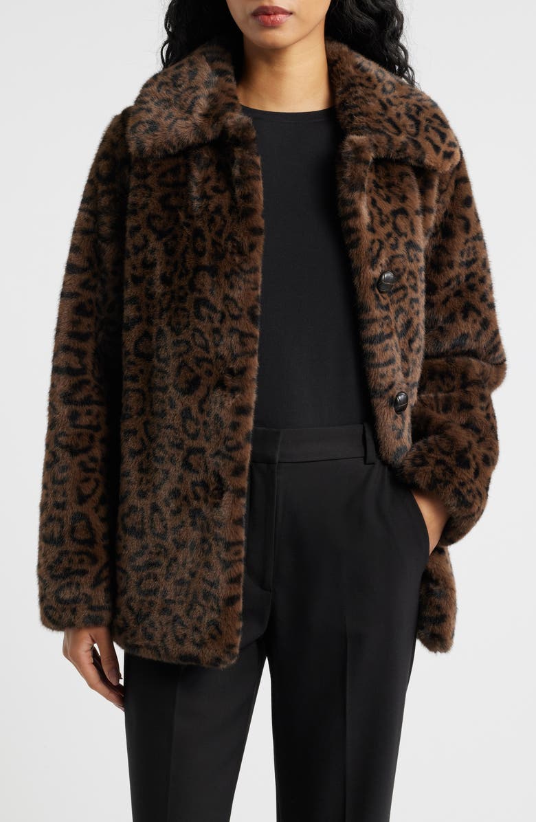 Zurich Leopard Spot Faux Fur Coat