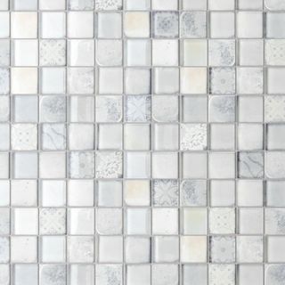 A square of silver glass patterned mosaic tiles