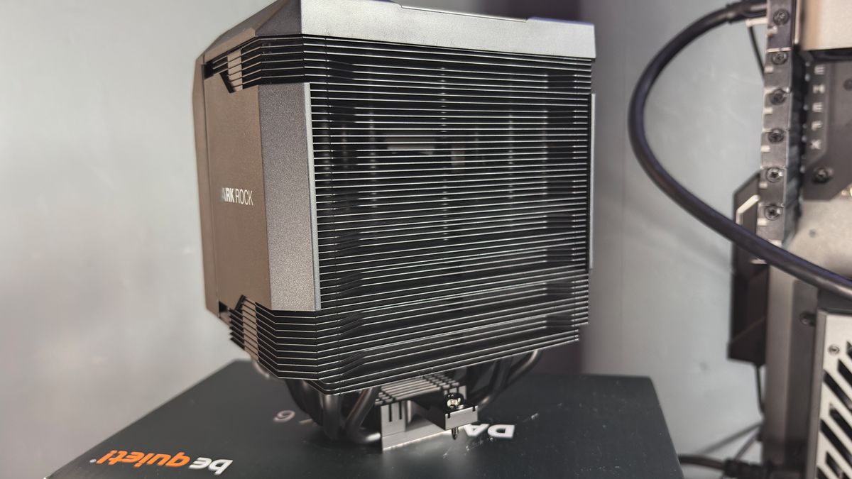 Be Quiet's latest air coolers on a box with black fans.
