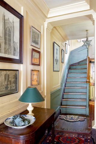 Blue stairscase in georgian hallway
