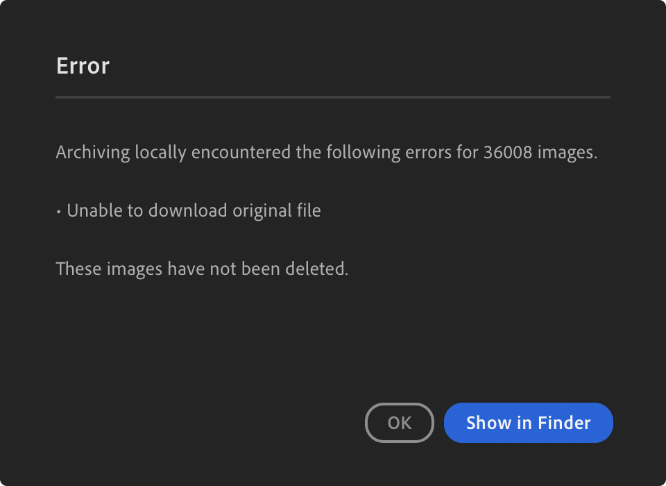 Lightroom error