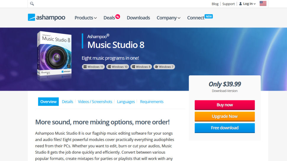 Website screenshot for Ashampoo Music Studio