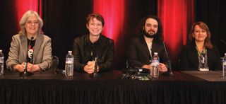 Panel members, from left: Terri Winston, founder and executive director, Women’s Audio Mission; Piper Payne, owner of Neato Mastering, incoming AES Governor, and co-chair of AES Diversity and Inclusion Committee; Ezequiel Morfi, producer and engineer at TITANIO Recording in Argentina; and Agnieszka Roginska, AES president-elect.