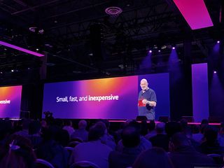 Dr Werner Vogels on stage during his day-three keynote at AWS re:Invent 2023