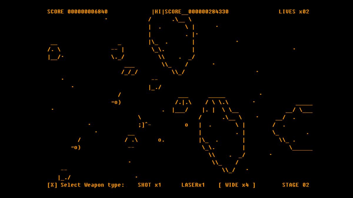 40-year-old Arcade classic shoot ‘em up Gradius gets pure ASCII PC remake — you can even save your gaming screenshots as .TXT files