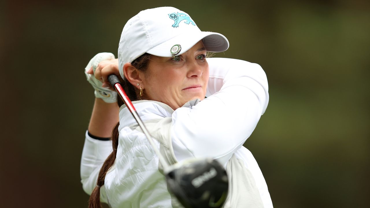 Aine Donegan takes a shot in the Curtis Cup