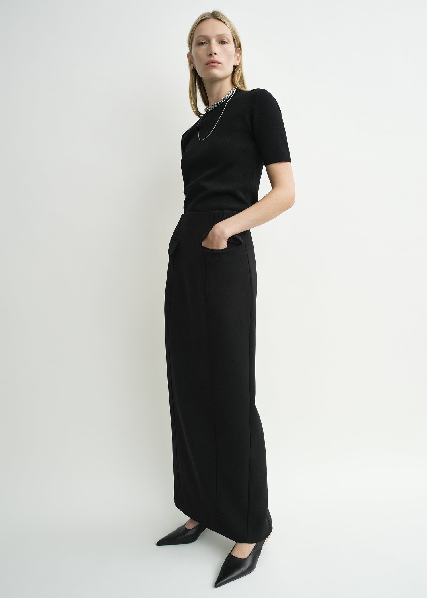 Pocket Suit Skirt Black