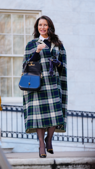 Kristin Davis is seen on location for 'And Just Like That' on February 08, 2023 in New York City