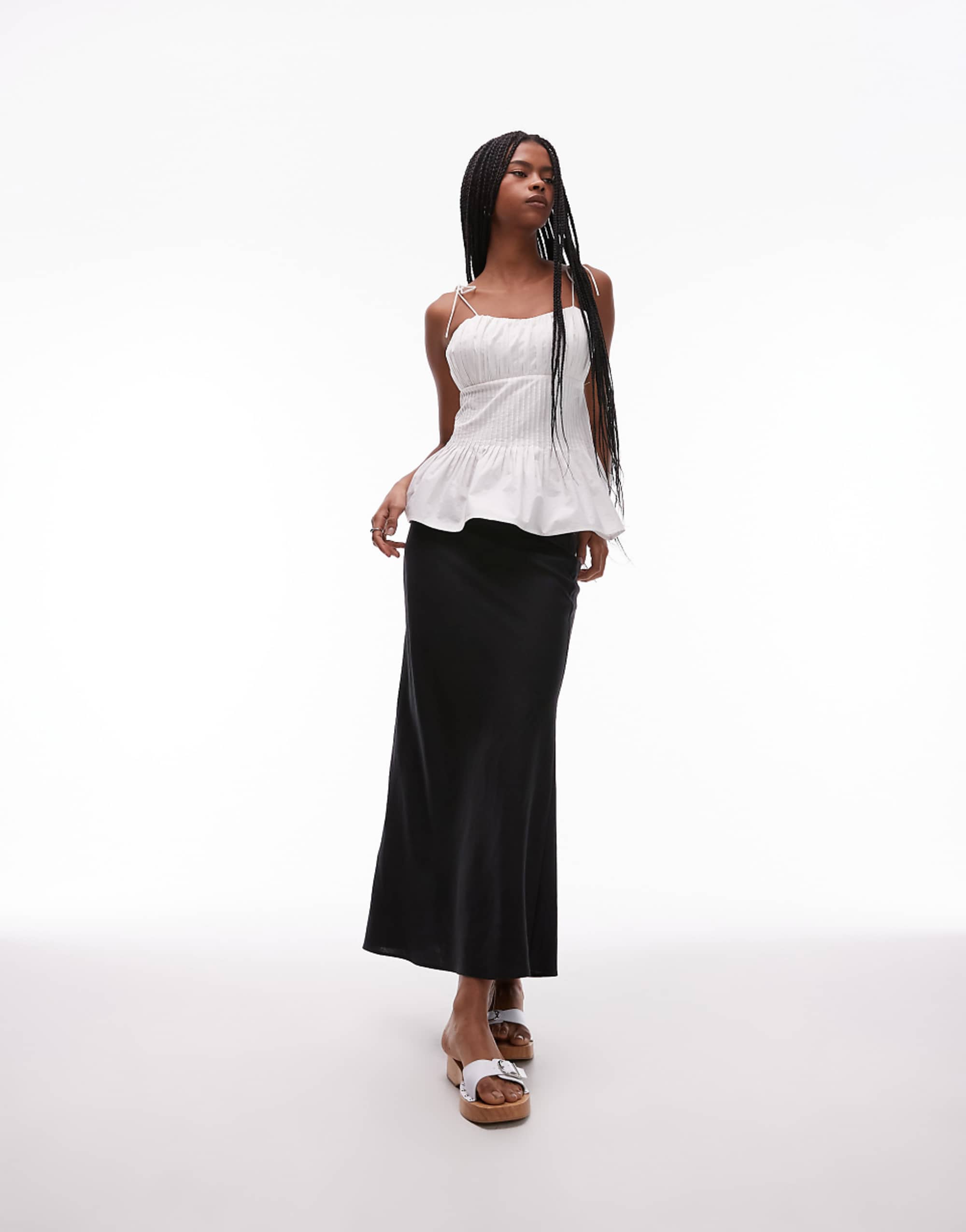 Black Arket linen rich in Midaxi skirt