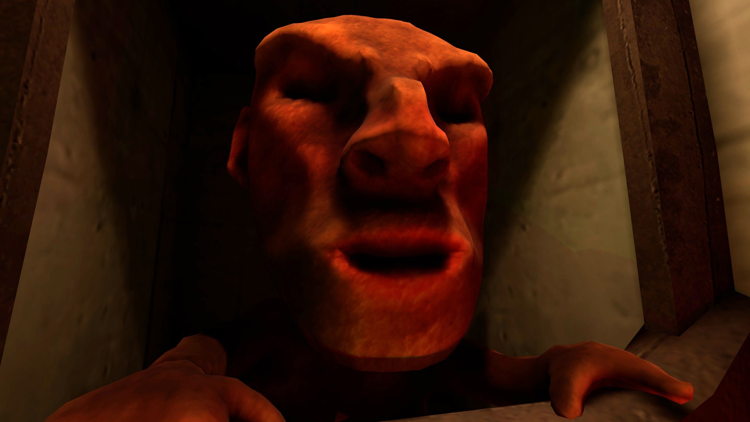Vholume angry looking large face man.