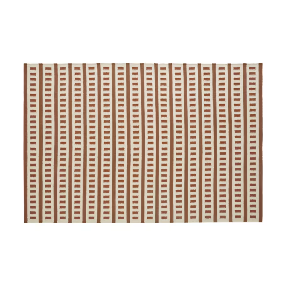 Red and brown stripy rug