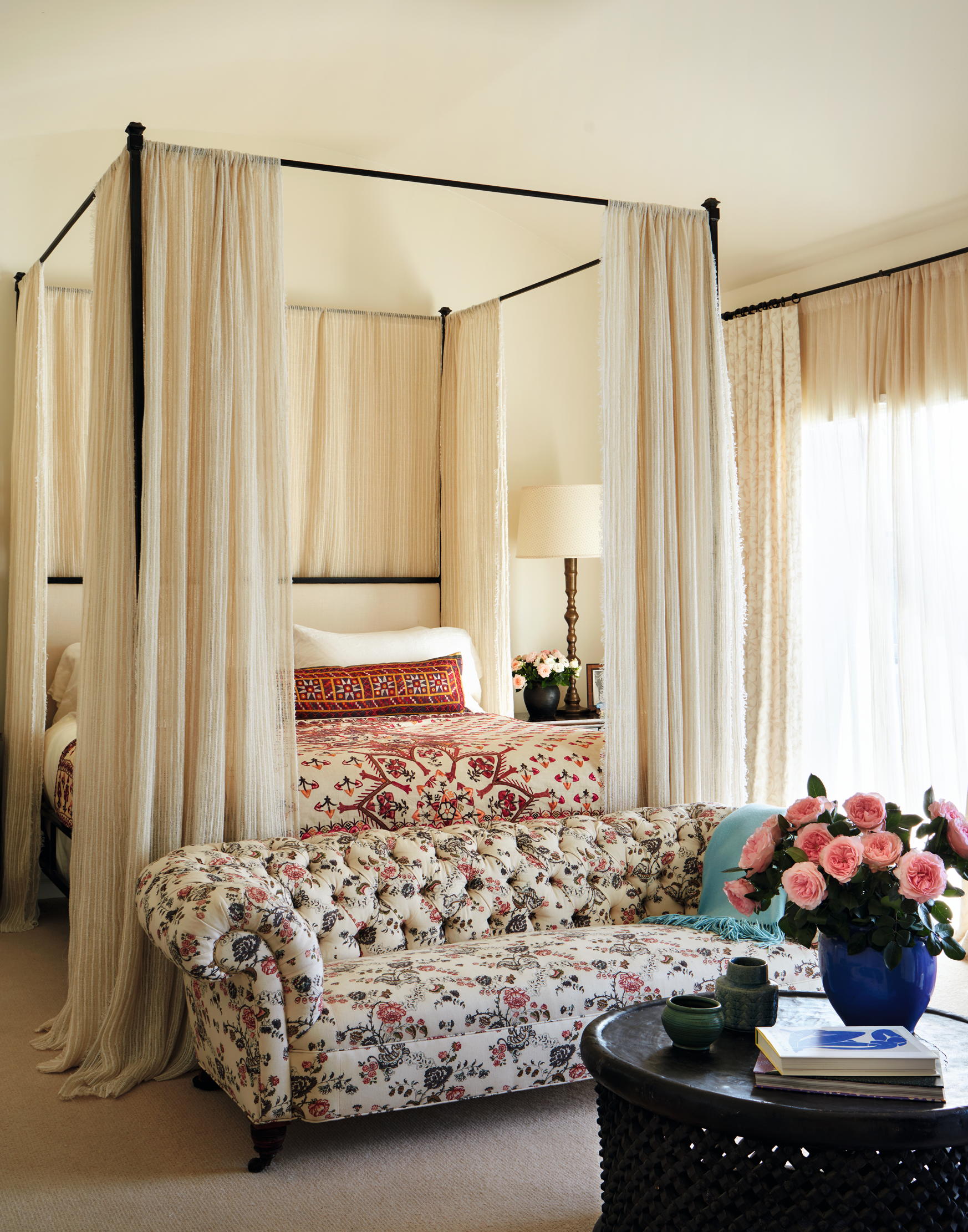 An airy bedroom designed by Kathryn Ireland.