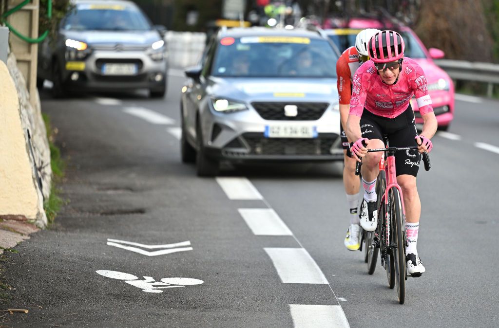 VENCE FRANCE FEBRUARY 23 Harry Sweeny of Australia and Team EF Education EasyPost competes in the breakaway during the 57th Tour des Alpes Maritimes et du Var 2025 Stage 2 a 1318km stage from VillefranchesurMer to Vence 327m on February 23 2025 in Vence France Photo by Billy CeustersGetty Images