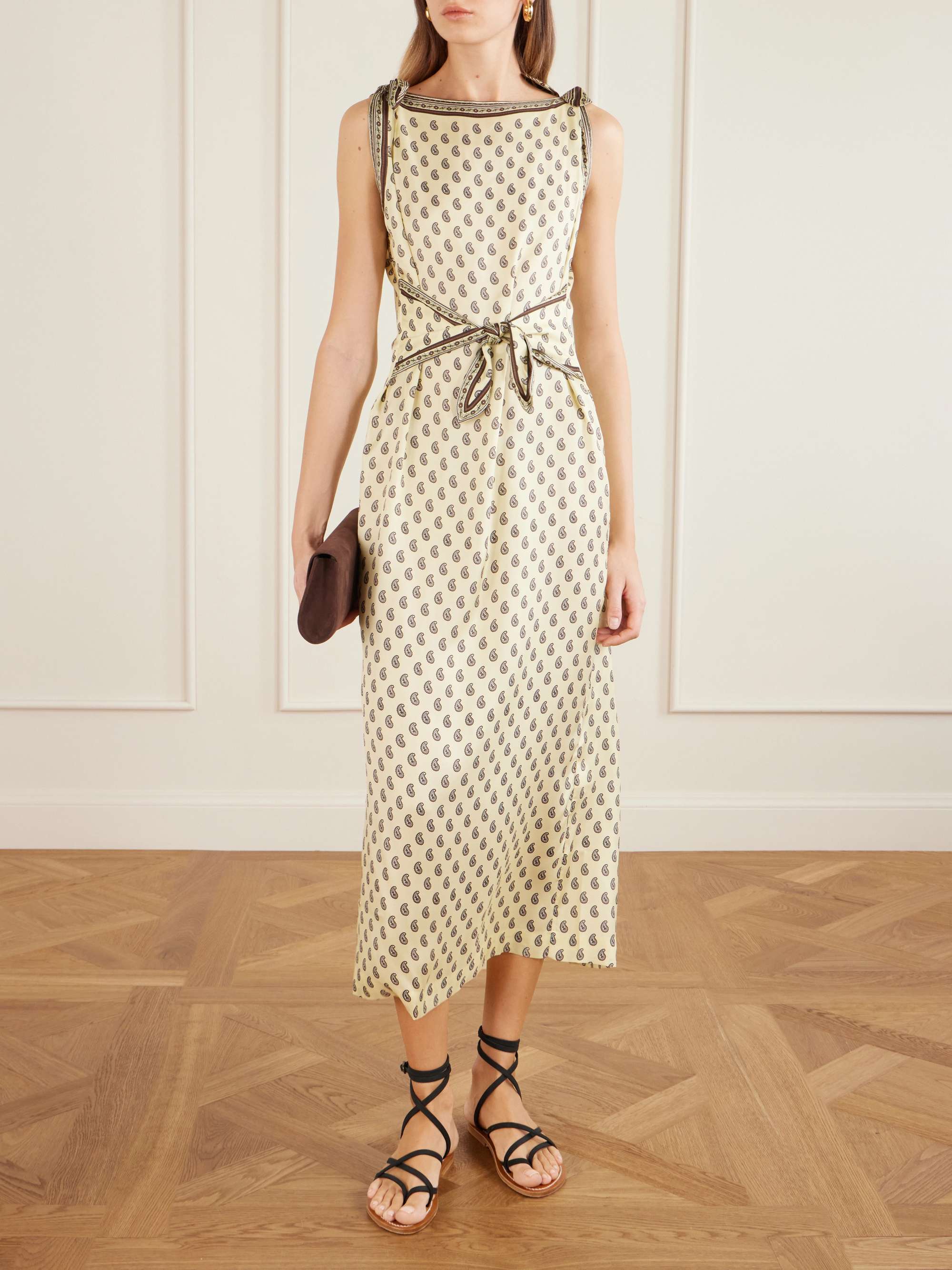 Amorette Paisley-Print Silk-Blend Twill Midi Dress