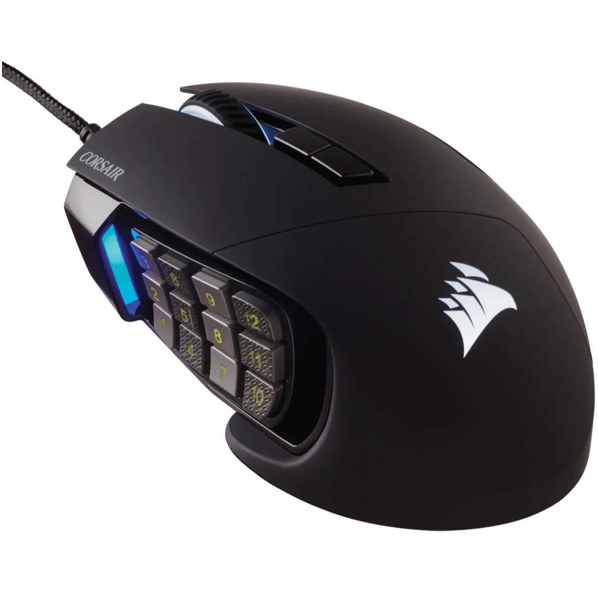 Corsair Scimitar RGB Elite i sort p&amp;aring; hvid baggrund