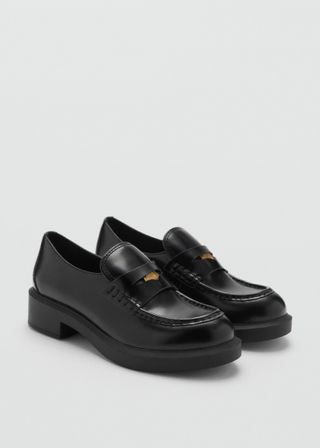 Leather Loafers With Metallic Detail - Women | Mango Usa