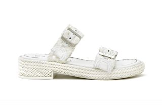 two strap flat sandals, white sandals