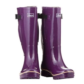 Cut out of purple wide calf wellies by Jileon on a white background