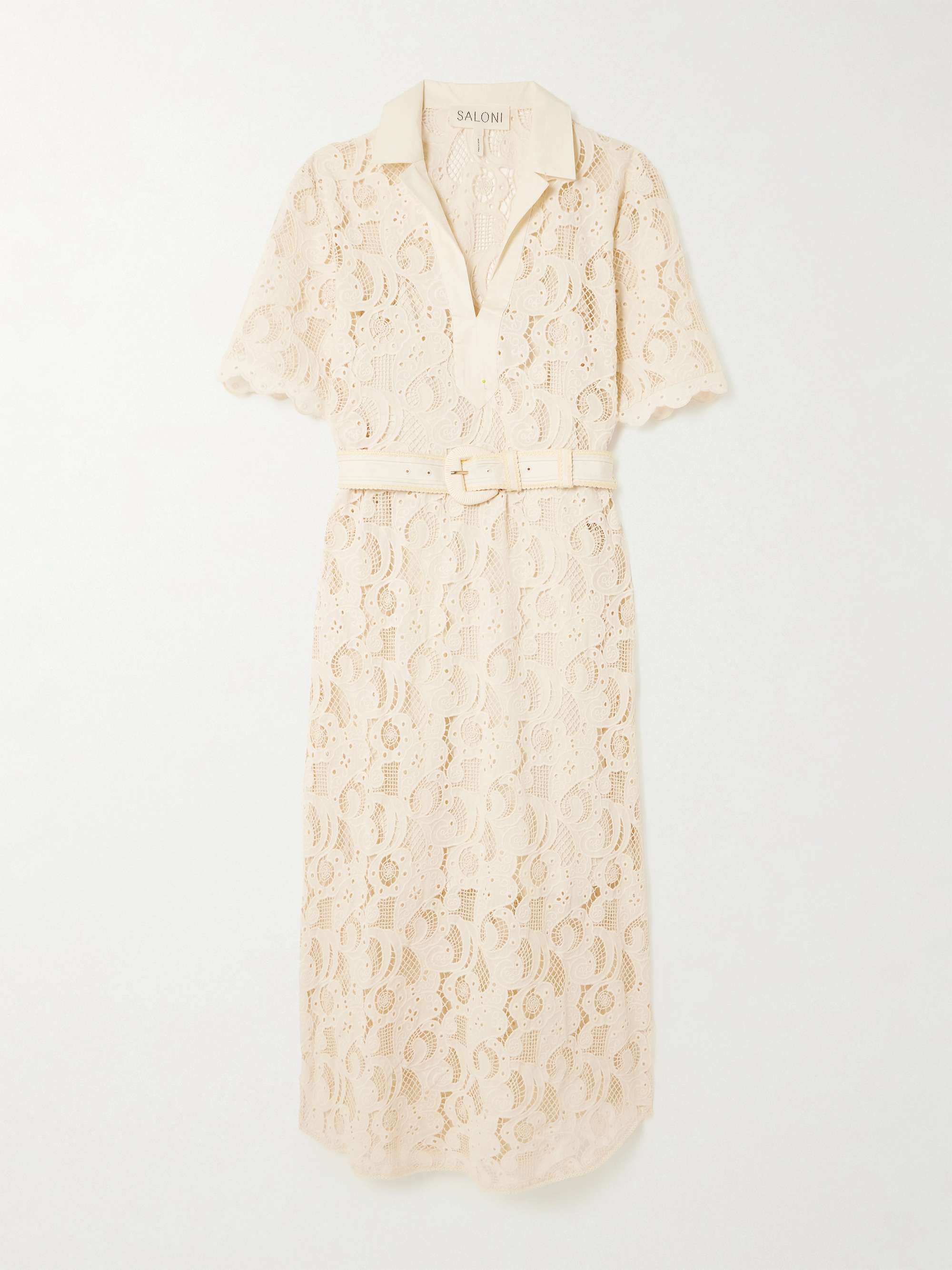 Suni Belted Broderie Anglaise Cotton Midi Dress