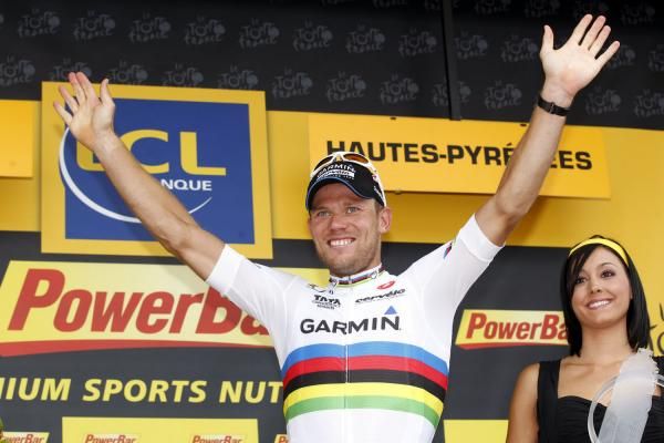 Hushovd was overjoyed on the podium