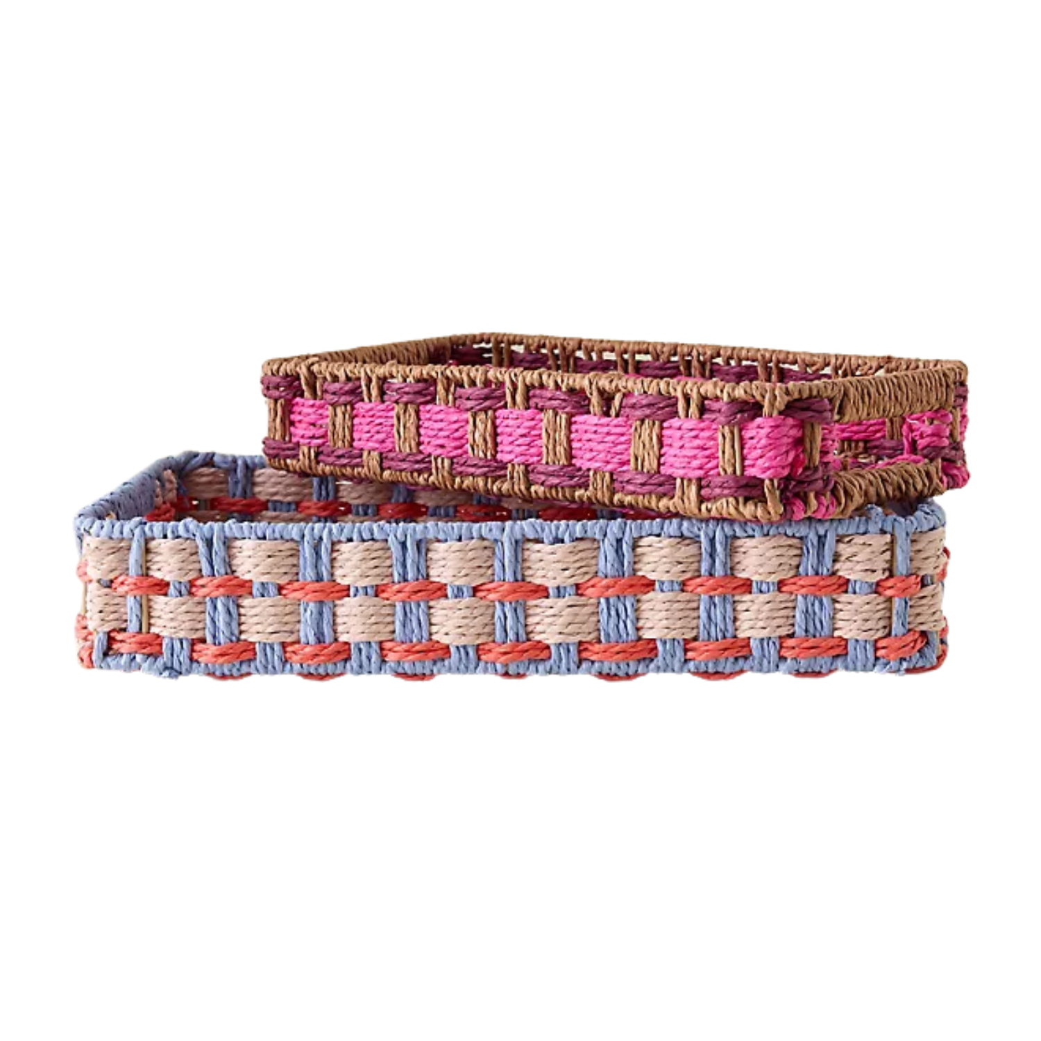 A set of woven paper trays from Anthropologie