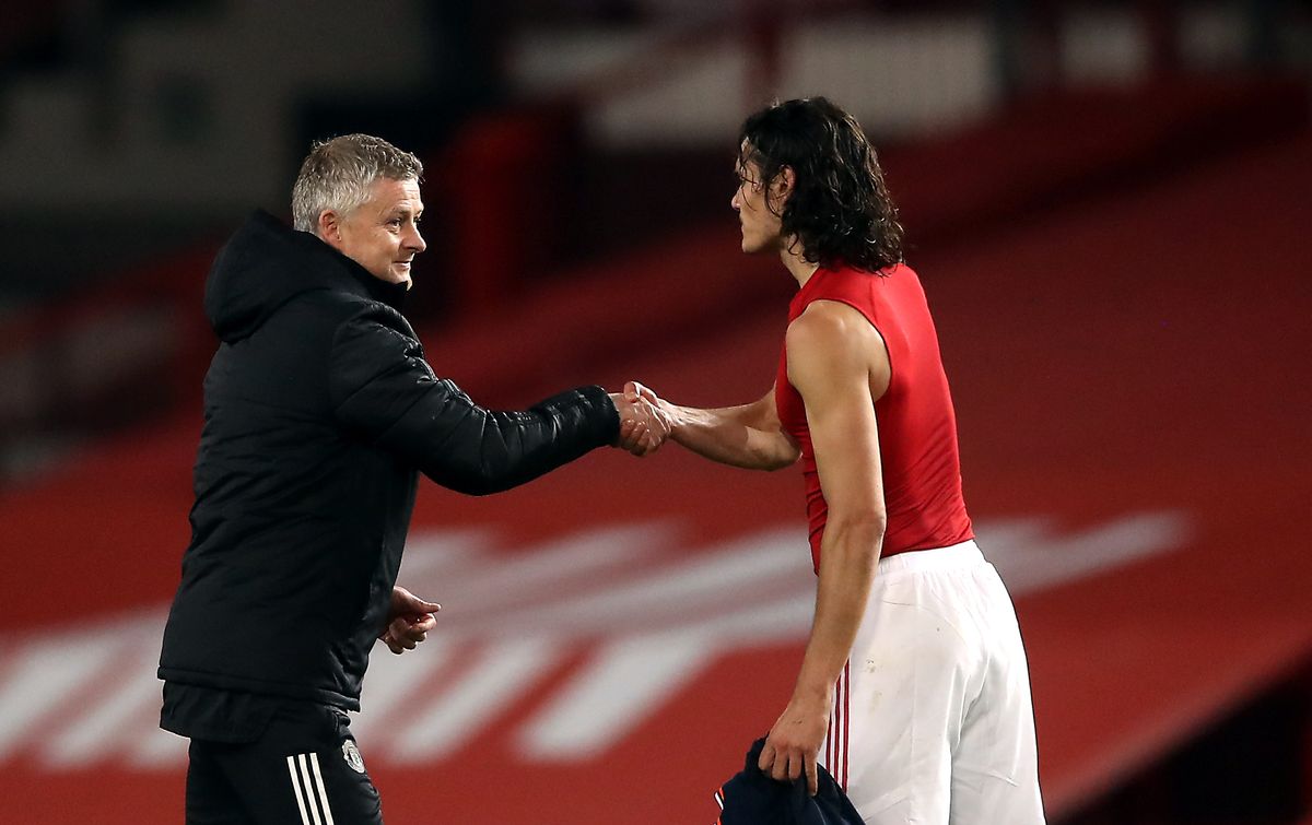 Ole Gunnar Solskjaer and Edinson Cavani file photo